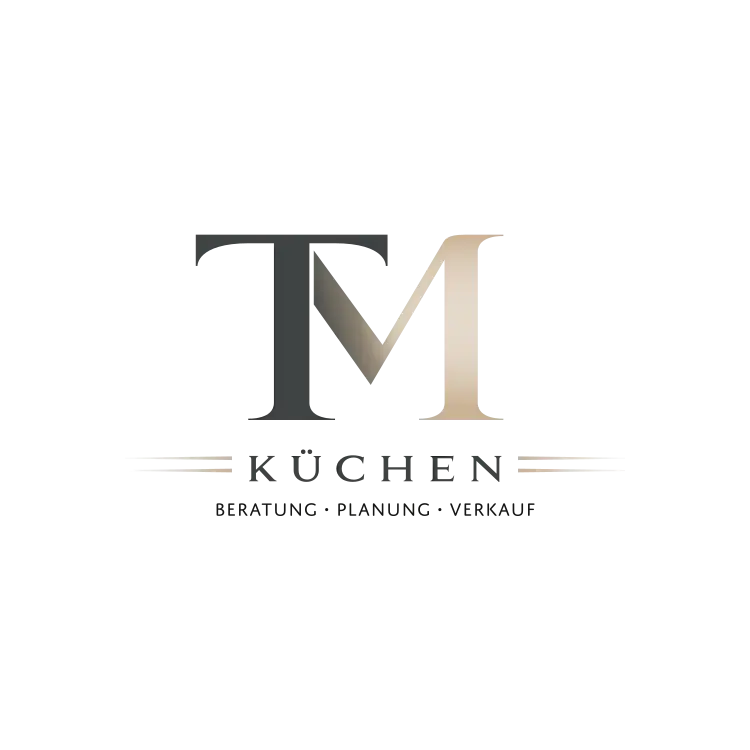 Logo mit den Buchstaben TM und dem Schriftzug "Küchen" in eleganten Farben. Darunter steht Beratung, Planung und Verkauf.